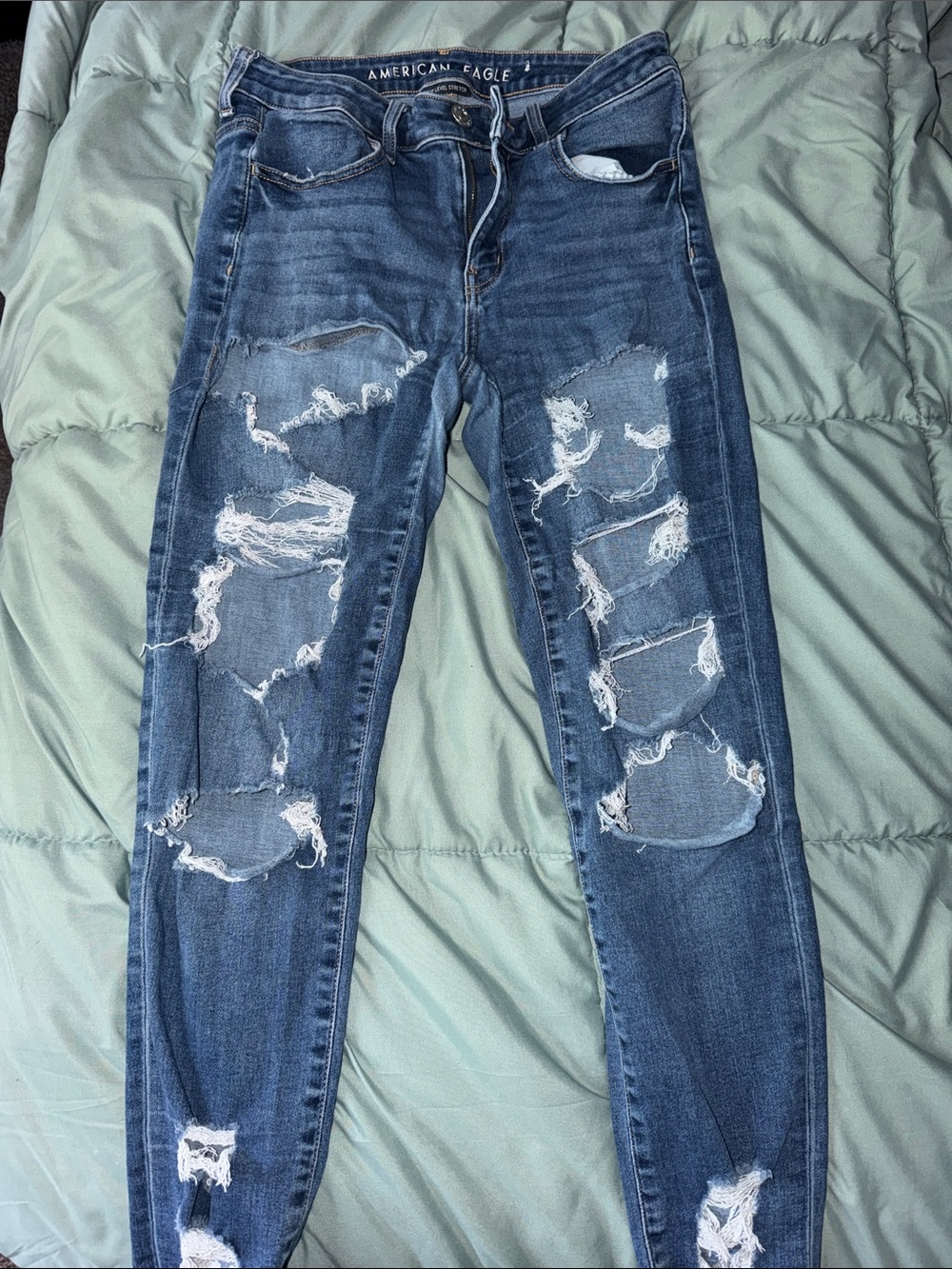 American Eagle Outfitters Women's Ripped Skinny Jeans - Blue